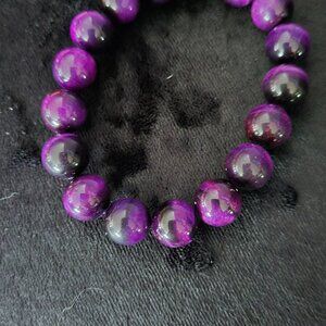 196.50CTS PURPLE TIGER'S EYE STRETCHABLE BRACELET NWOT